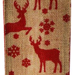 Jute Christmas bottle gift bag, reindeer design