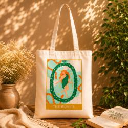 Tote Bag Recycled Cotton The World 36 x 40cm