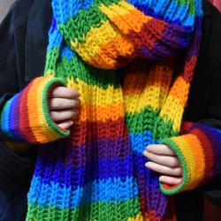 Rainbow fingerless / computer gloves