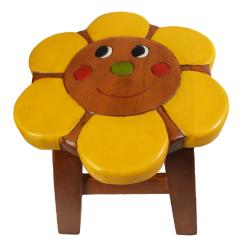 Child's wooden stool, yellow flower