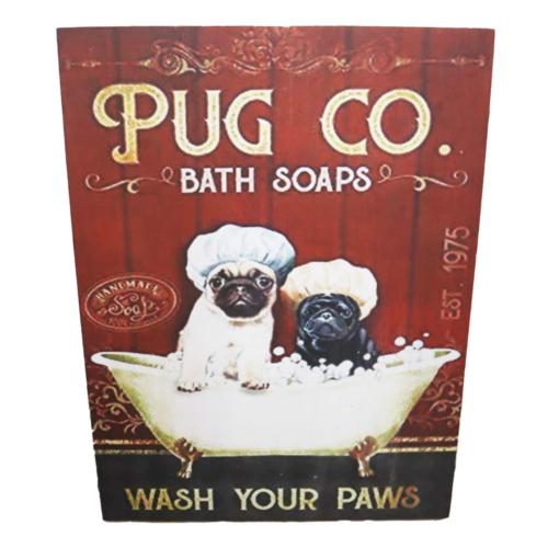 Plaque Albesia Wood Pug Co Bath Soaps 30 x 40cm