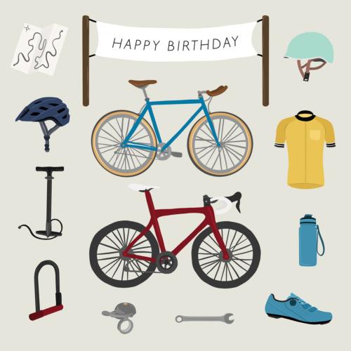 Birthday card "Cyclist" 16x16cm