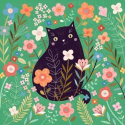 Greetings card "Lucky Black Cat" 16x16cm