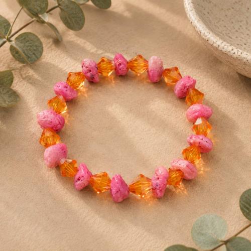 Bracelet pink and yellow beads