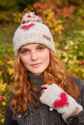 Heart Roll Back Bobble Beanie
