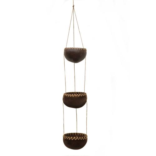 Coconut planter/light holder 3-tier natural