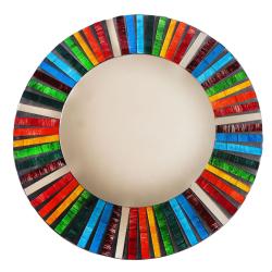 Round mirror, recycled glass mosaic speckled design rainbow 40cm diam