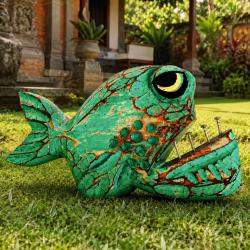 Piranha Hanging with 4 Nail Teeth Albesia Wood 25x2.5x16cm