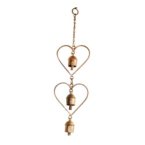 Chime 2 hearts, recycled brass