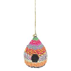 Bird House Recycled Fabric Pear Shape 17 x 17 x 23cm