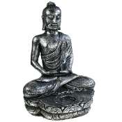 Buddha sandstone cast with t-lite holder, silver colour 32cm