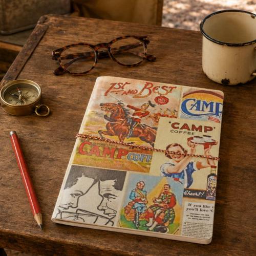 Notebook with Handmade Paper, Camp Coffee 15.5 x 20.5cm
