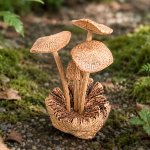 Handcrafted Wooden Four Toadstool Woodland Decoration