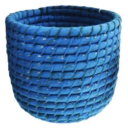 Set of 2 round grass baskets, blue