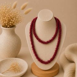 Necklace, Recycled Shrimp Net Dark Red 150cm