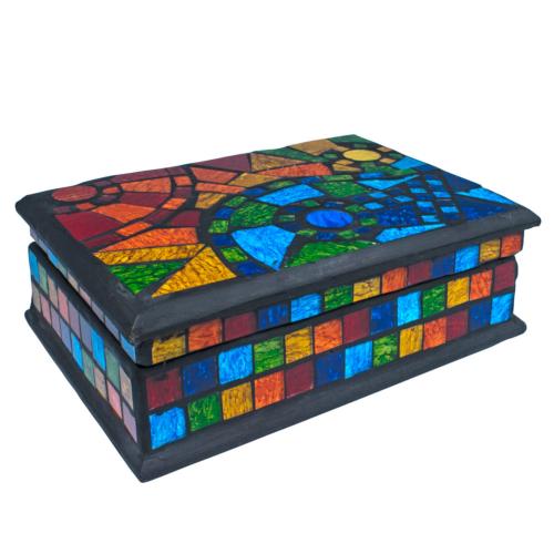 Jewellery box, rainbow mosaic 18x13x7cm