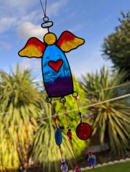 Suncatcher angel with beads assorted 29cm