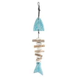 Hanging Fish Skeleton Albesia and Driftwood 8 x 2 x 45cm