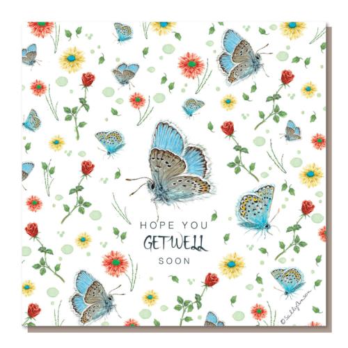 Greetings card, Hope you get well soon, butterflies