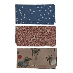 Set of 3 handkerchiefs, wildlife designs