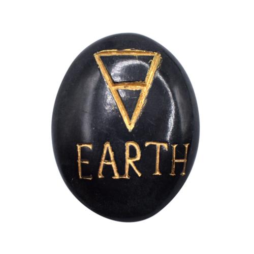 Pebble / paperweight black with gold coloured lettering, EARTH 4 x 3cm
