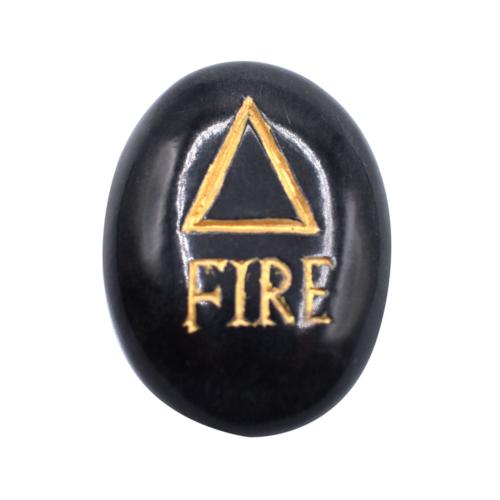 Pebble / paperweight black with gold coloured lettering, FIRE 4 x 3cm