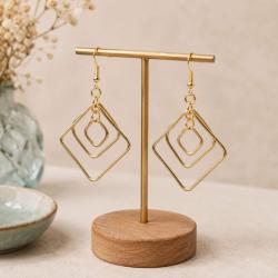 Earrings Interlocking Squares