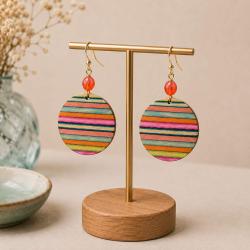 Earrings Circle of Stripes Multicoloured 3 x 5cm