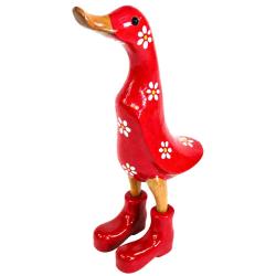 Duck White Flowers on Red Bamboo Root 25cm