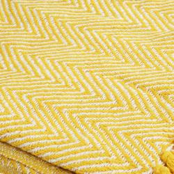 Throw/Bedspread Soft Recycled Cotton Chevron Design Yellow 150x125cm