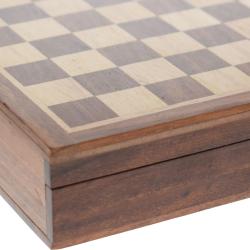 Small wooden chess set sheesham wood with pullout drawer 16x16x3.5cm