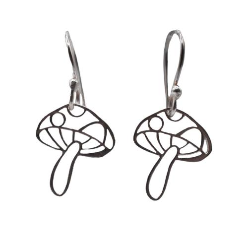 Earrings, Silver Colour, Cut-out Toadstool