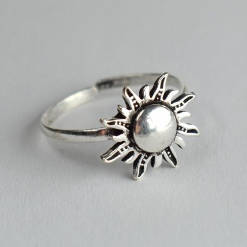 Ring, silver colour, Sun