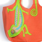 Shoulder bag, cotton, chameleon