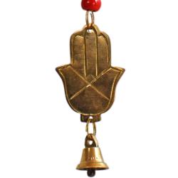 Hanging windchime with Chakra Beads, Hamsa Hand, recycled brass 4 x 19.5cm