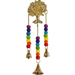Hanging windchime with Chakra Beads, Tree of Life, recycled brass 6 x 31cm
