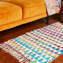 Chindi rag rug recycled cotton handmade multicoloured triangles 60x90cm