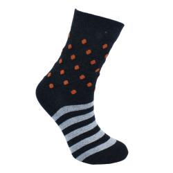 Socks Recycled Cotton / Polyester Stripes + Dots Grey Orange Shoe Size UK 7-11 Mens