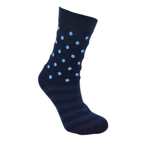 Socks Recycled Cotton / Polyester Stripes + Dots Blue Shoe Size UK 3-7 Womens