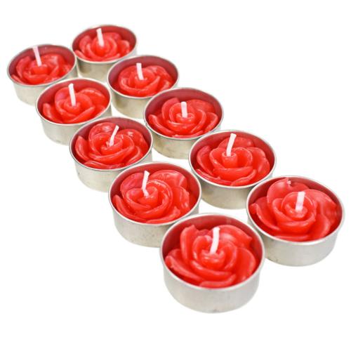 Scented t-lights x10 red roses, 21 x 9cm 