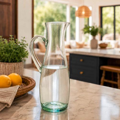 Handcrafted Recycled Glass Slim Jug 1.3 Litre