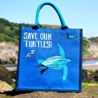 Jute shopping bag, save our turtles