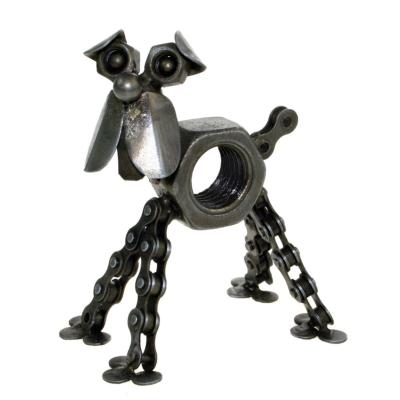 Dog, recycled bike chain and metal nut