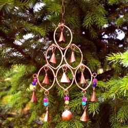 Chime, ovals in pyramid shape, recycled brass
