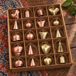 Hanging bells, box of 20, assorted colours and shapes