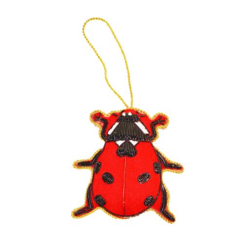 Hanging decoration, embroidered velvet, ladybird