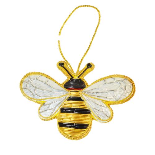 Hanging decoration, embroidered velvet, bee