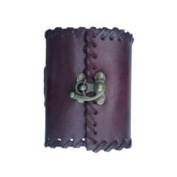 Brown Leather Notebook Journal with Clasp 8 x 10 cm