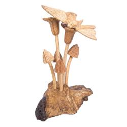 Handcrafted Wooden Butterfly on Woodland Toadstools