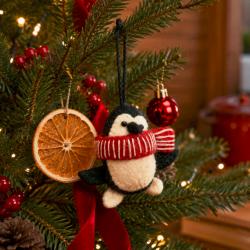 Hanging Decoration Handcrafted Felt Penguin 7x6cm